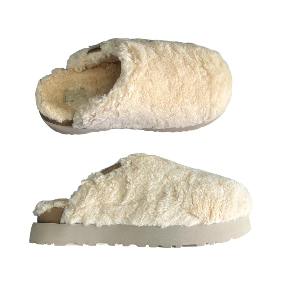 UGG Natural Fuzz Sugar Wool Faux Fur Slide Slipper - Picture 8 of 13